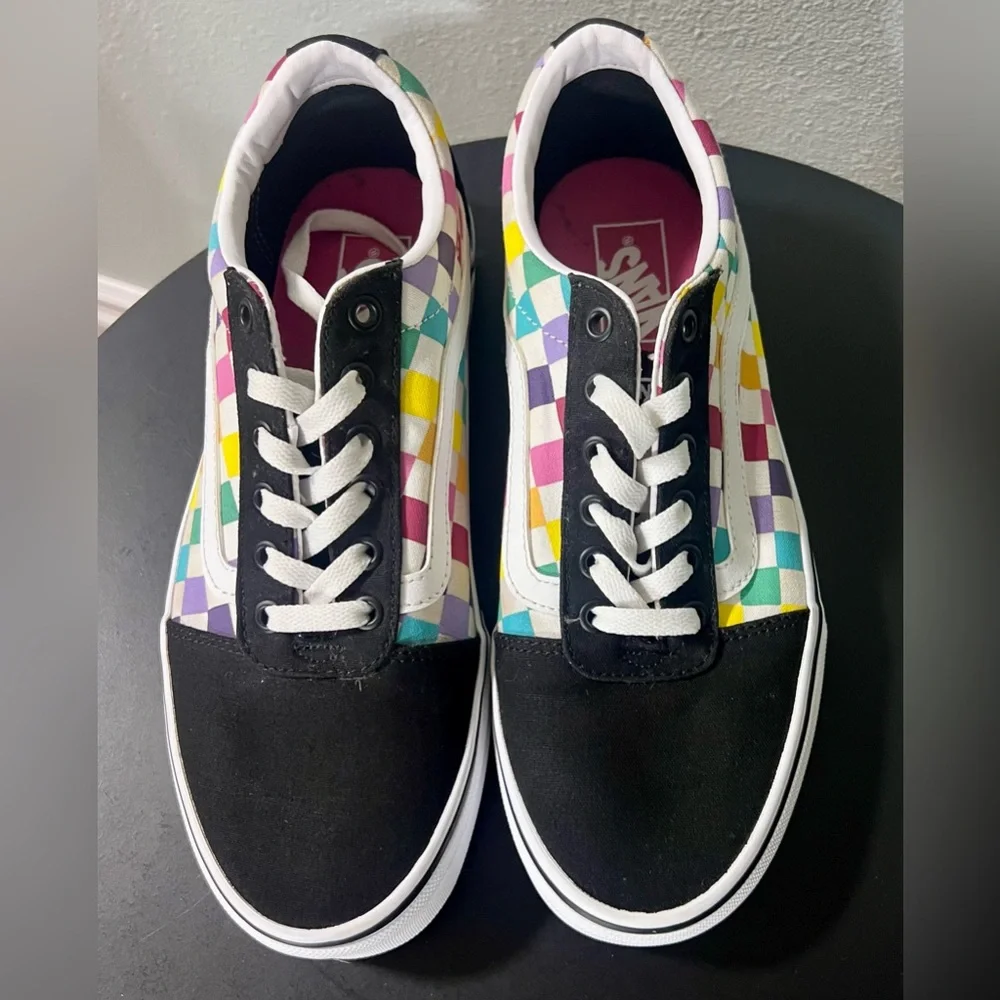 Vans Old Skool Rainbow Checkerboard Sneakers Shoes Casual Skater Colorful Pride